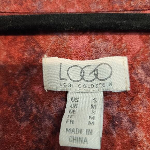 NWOT LOGO by Lori Goldstein Stretch Woven Button Front Blouse Crimson Women's S - Picture 4 of 9